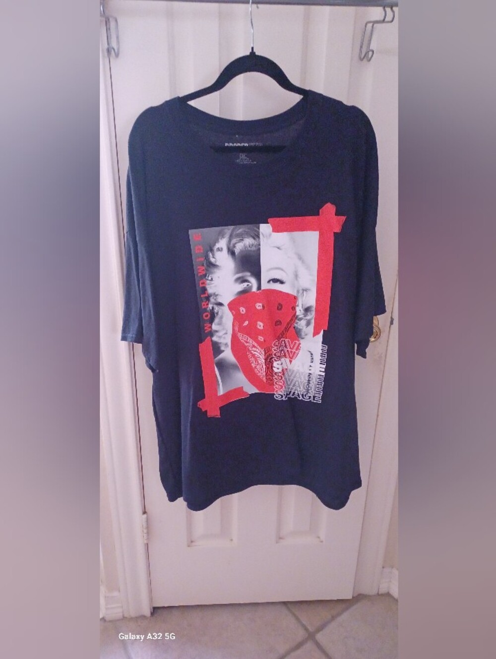 Black Graphic Tee with Red Bandana Design